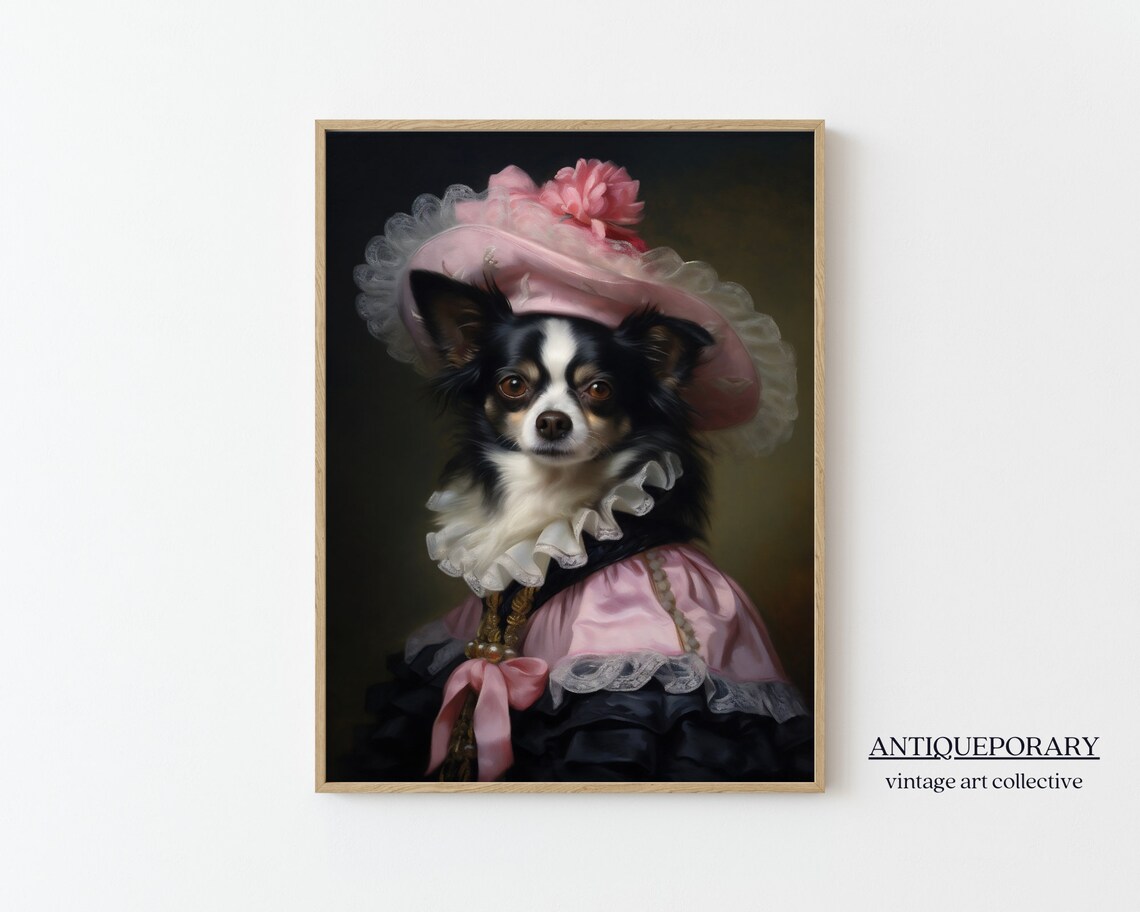 Chihuahua Lady in Pink Victorian Dress Regal Dog Portrait Poster