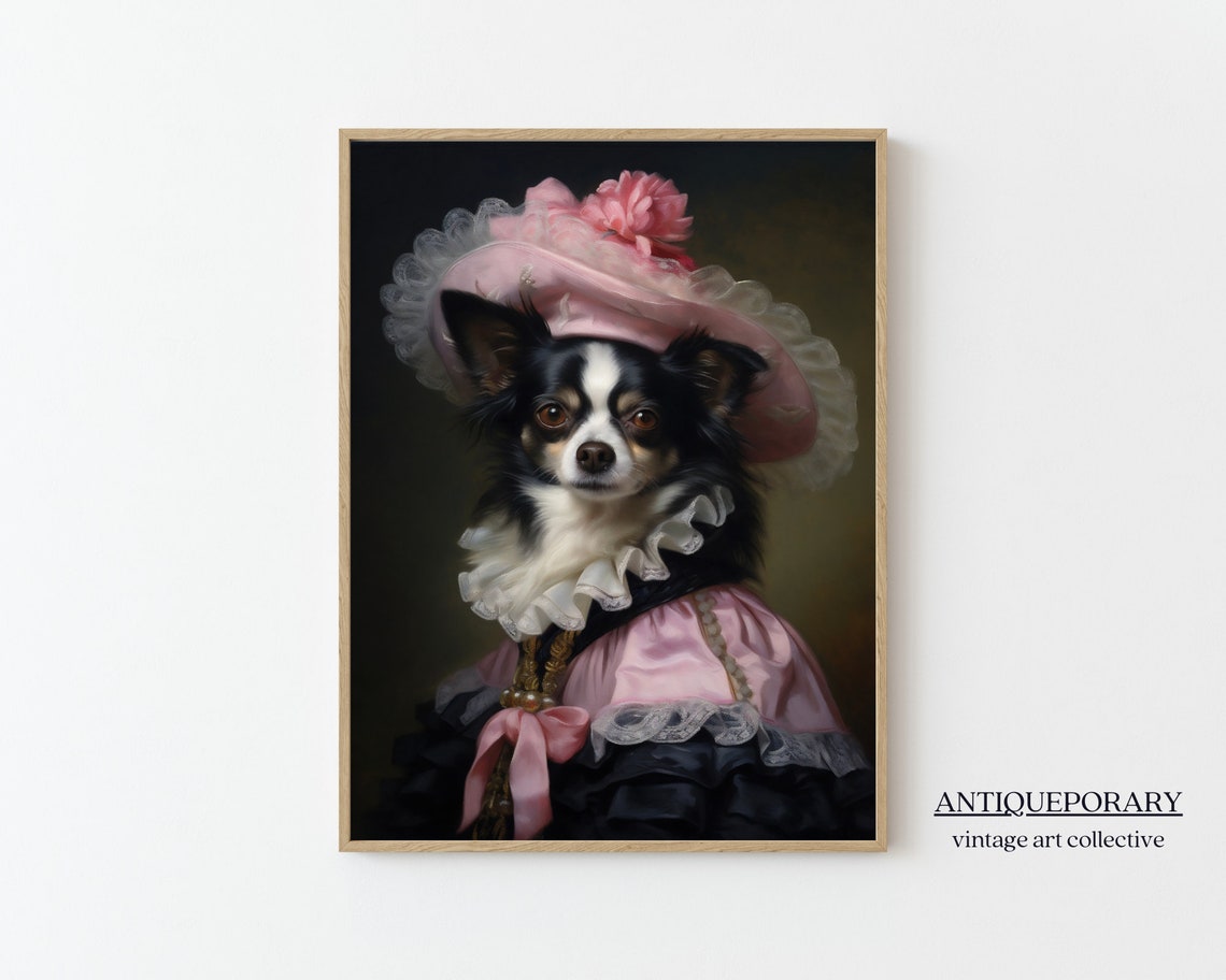 Victorian Animal Portrait Dressed Animal Print Lady Dog Poster Royal Animal Painting Renaissance Animal Portraits Vintage Inspired Art