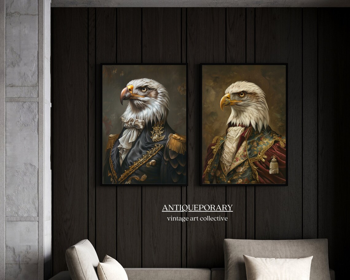 Vintage Bald Eagle Ornate Military Coat Regal Bird Portrait Poster - Image 3