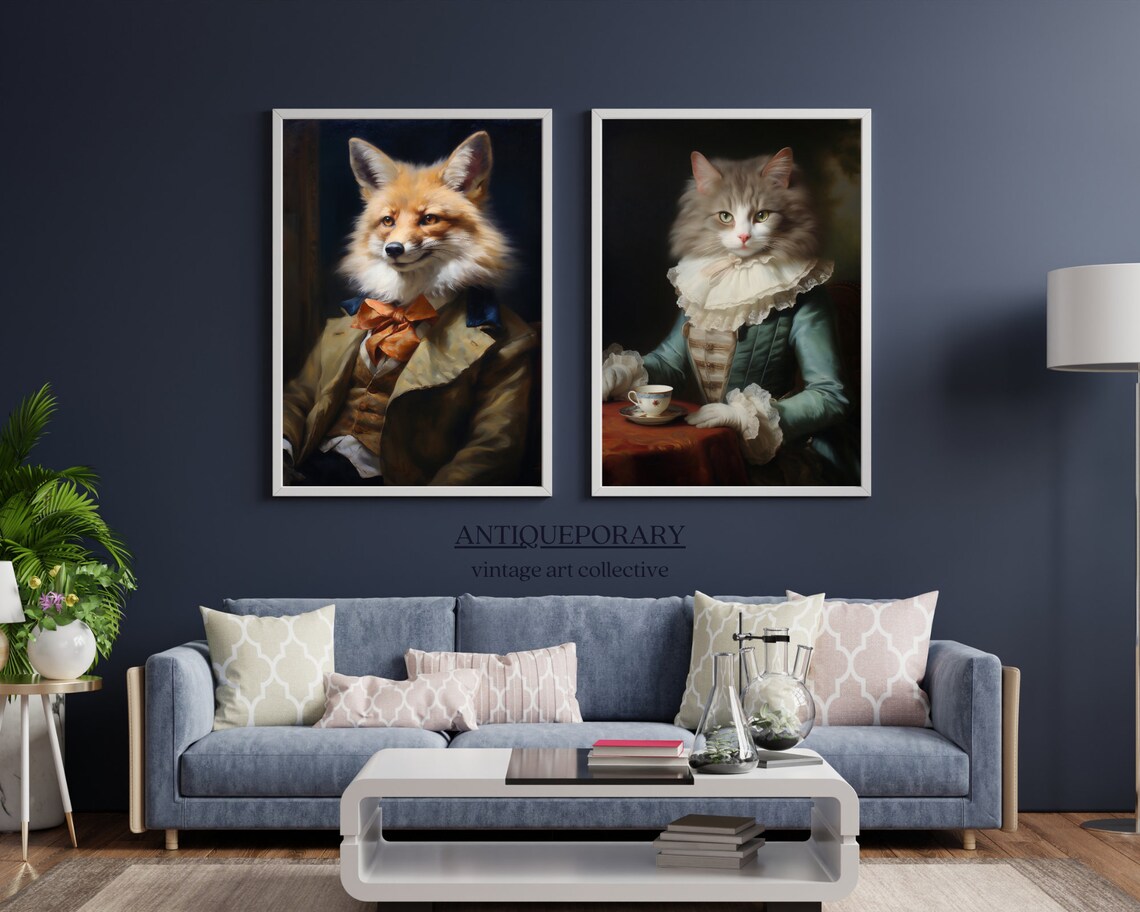Royal Red Fox Gentleman Portrait Orange Bow Tie Vintage Poster - Image 4