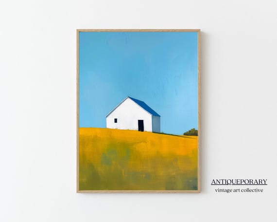 Abstract Landscape Painting Colorful Modern Wall Art Print Farmhouse Horizon Landscape Print Minimal Wall Art
