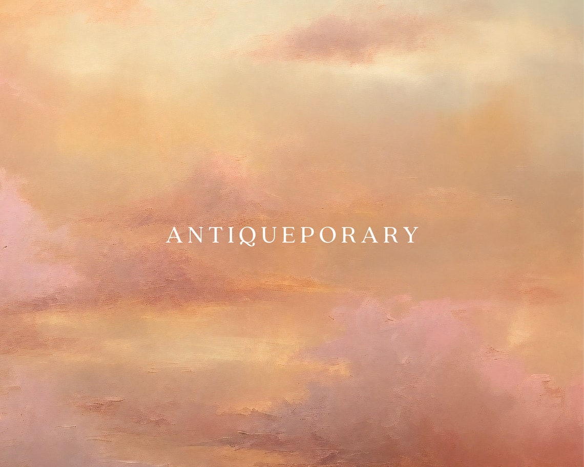 Dreamy Pastel Pink Clouds Glowing Sunset Skyscape Vintage Poster - Image 2