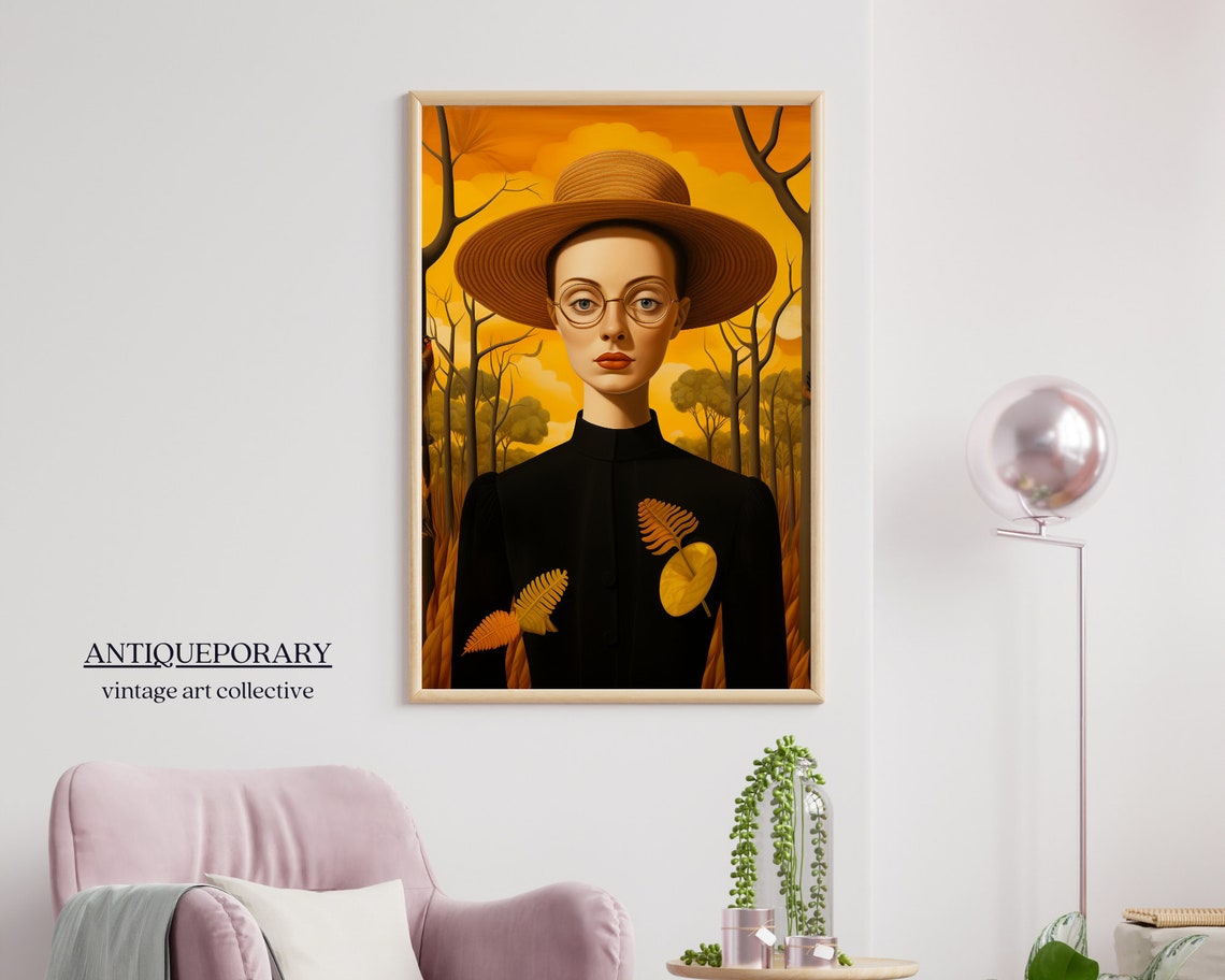 Moody Antique Art Dark Academia Decor Stunning Landscape Print Woman Portrait Painting Serene Landscape Decor Young Woman Portrait - Image 6