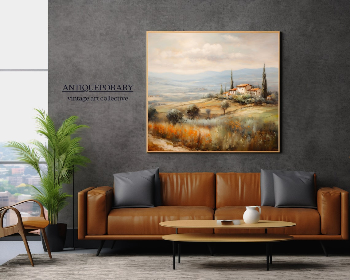 Vintage Italian Landscape Oil Painting Tuscany Landscape Print Antique Country Painting Rustic Art Print - Image 6
