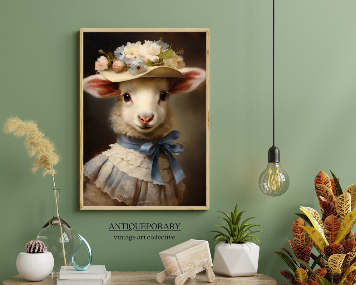Victorian Animal Portrait Royal Baby Sheep Vintage Print Dressed Animal Print Cute Farm Animal Renaissance Animal Art Animal Lover Gift - Image 6