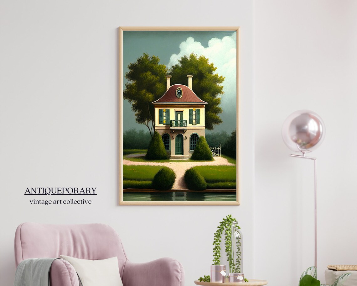 French Country House Mansard Roof Riverside Garden Vintage Poster - Image 7