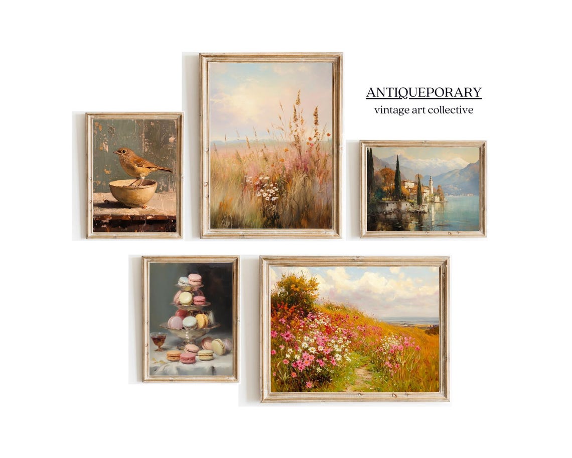 Wildflower Field Landscape Oil Painting Vintage Sunset Landscape Art Print Country Field Wall Art Nature Art - Image 2