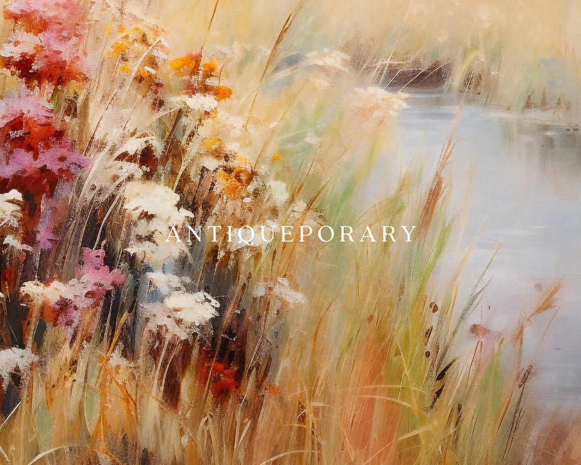 Tall Wildflowers and Grasses by Lakeshore Soft Vintage Poster - Image 2