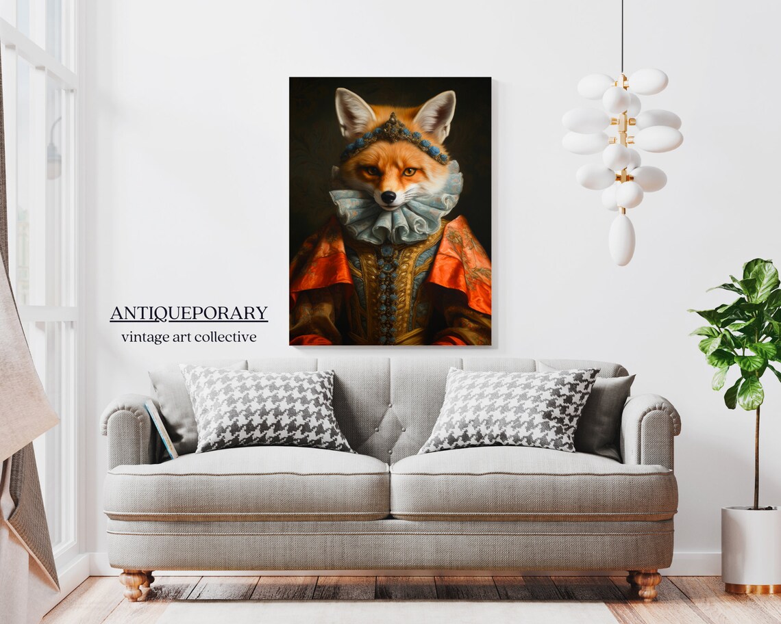 Victorian Animal Portrait Dressed Animal Prints Royal Fox Poster Royal Animal Painting Renaissance Animal Portrait Vintage Inspired Art - Image 6