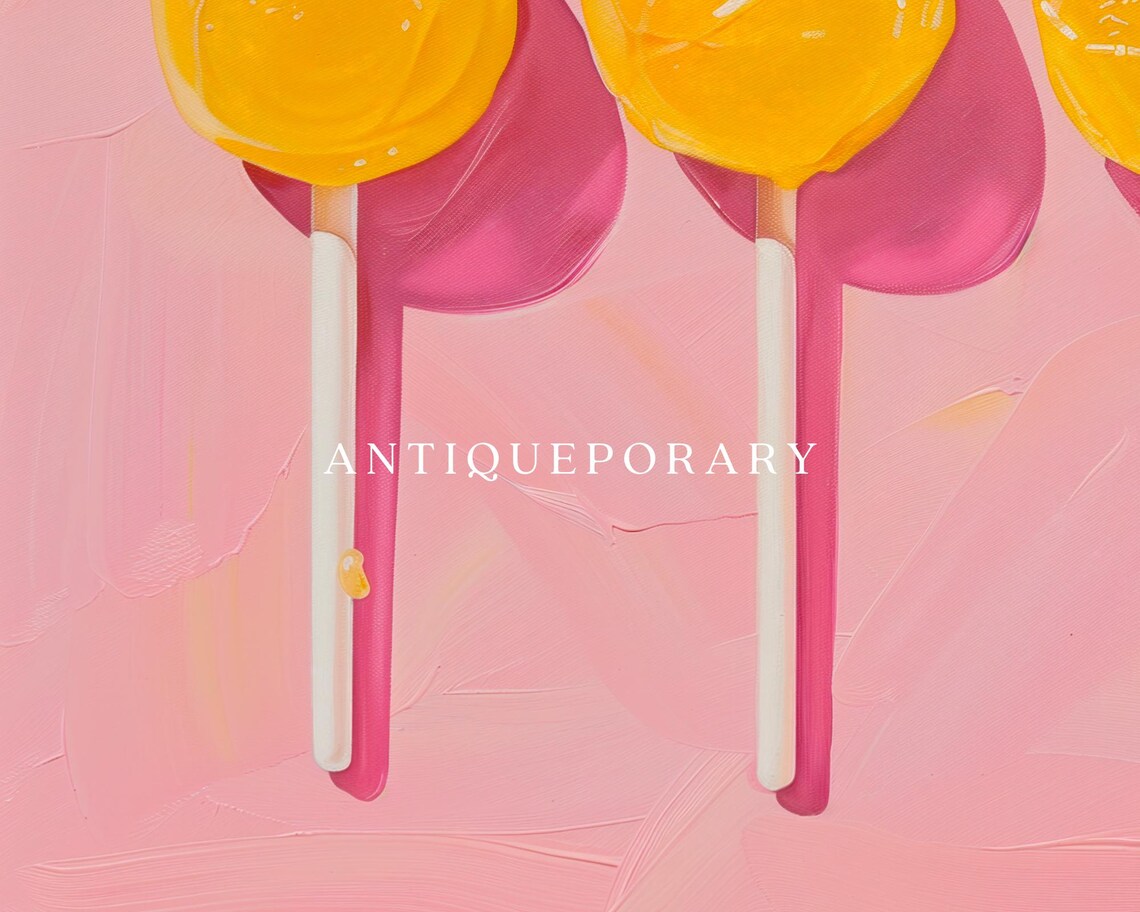 Yellow Lollipop Trio Pink Background Modern Pop Art Style Poster - Image 2
