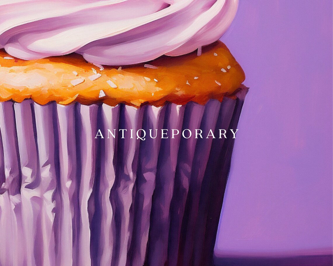 Purple Cupcake Swirl Frosting Pop Art Modern Still Life Poster - Image 2