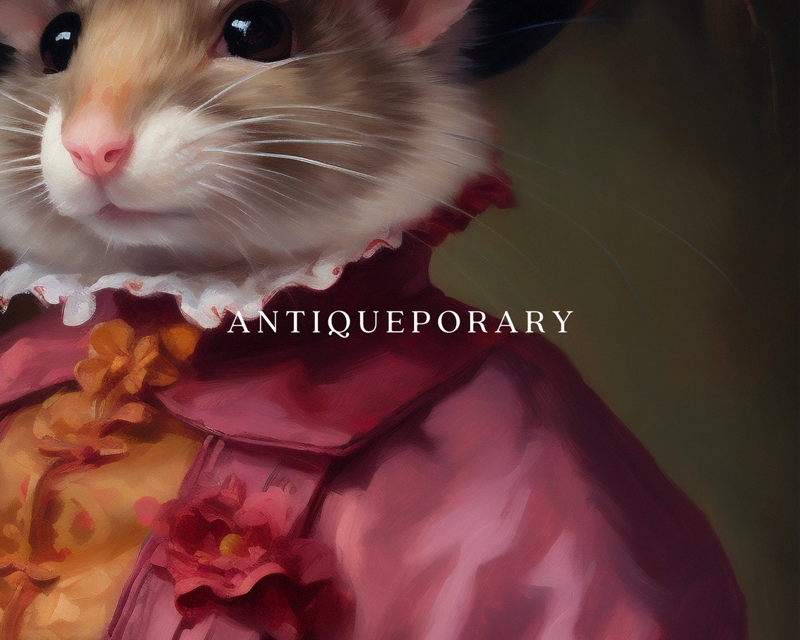 Royal Lady Mouse Portrait Pink Dress Rose Hat Victorian Poster - Image 2