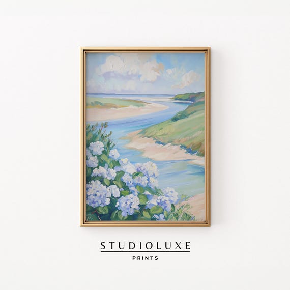 Hydrangea Landscape Coastal Wall Art Print