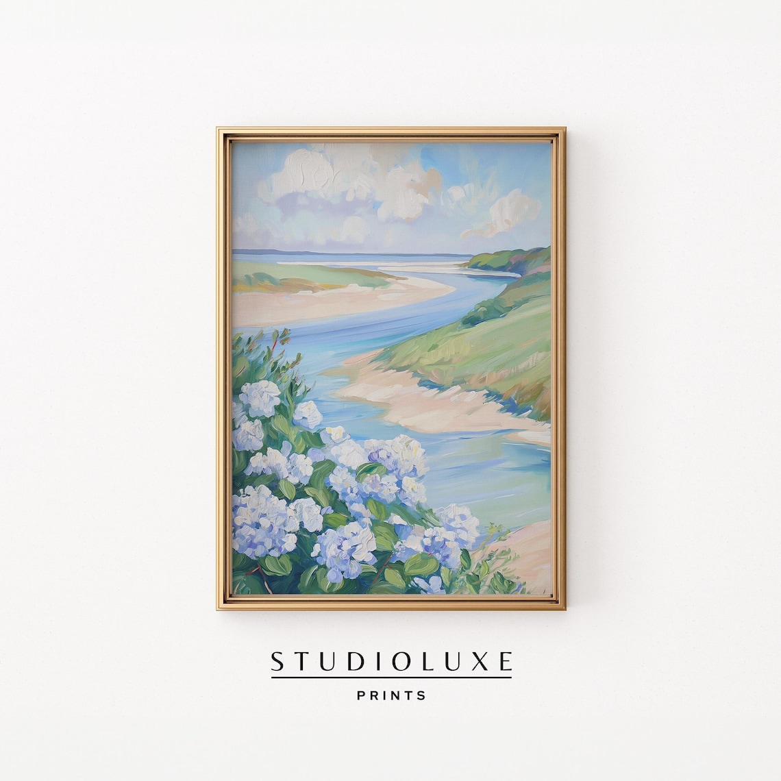 Hydrangea Landscape Coastal Wall Art Print