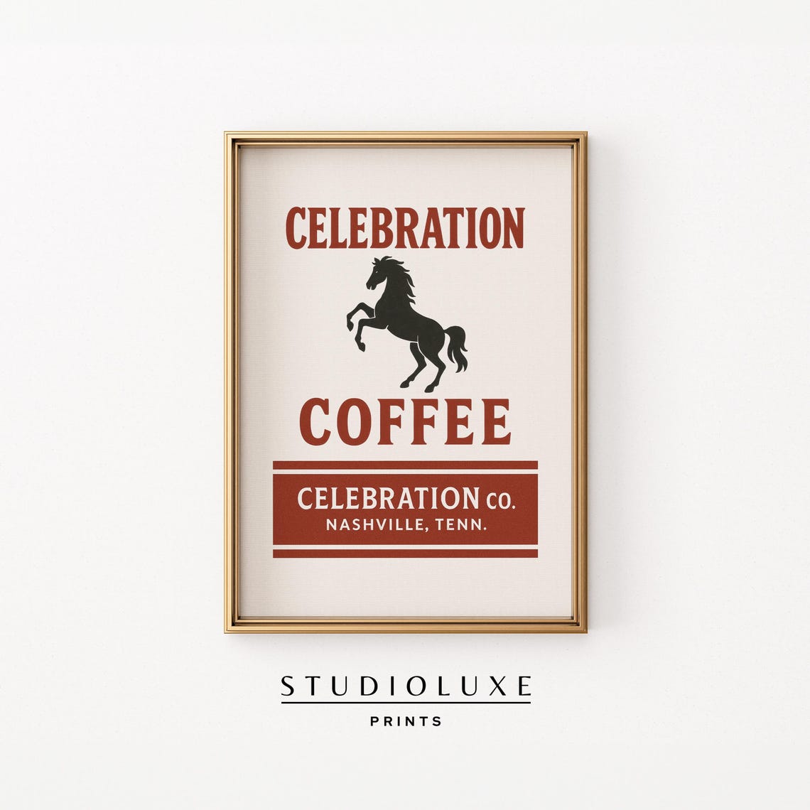 Vintage Celebration Coffee Horse Label Nashville Tennessee Poster
