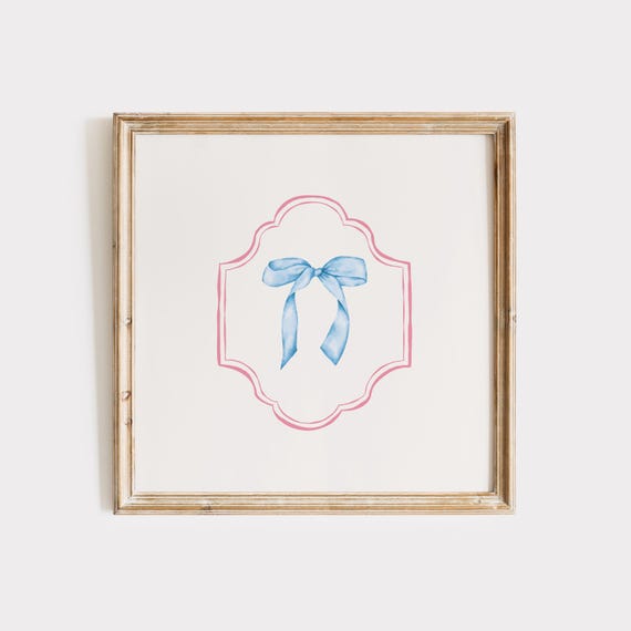 Blue Bow Wall Art Coquette Room Decor Preppy Trendy Apartment Coastal Granddaughter Cute Nursery