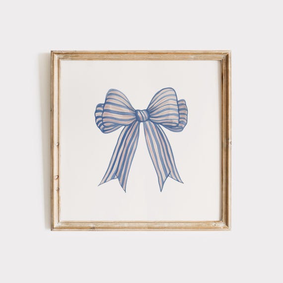 Blue Bow Wall Art Coquette Room Decor Preppy Trendy Apartment Coastal Granddaughter Cute Nursery