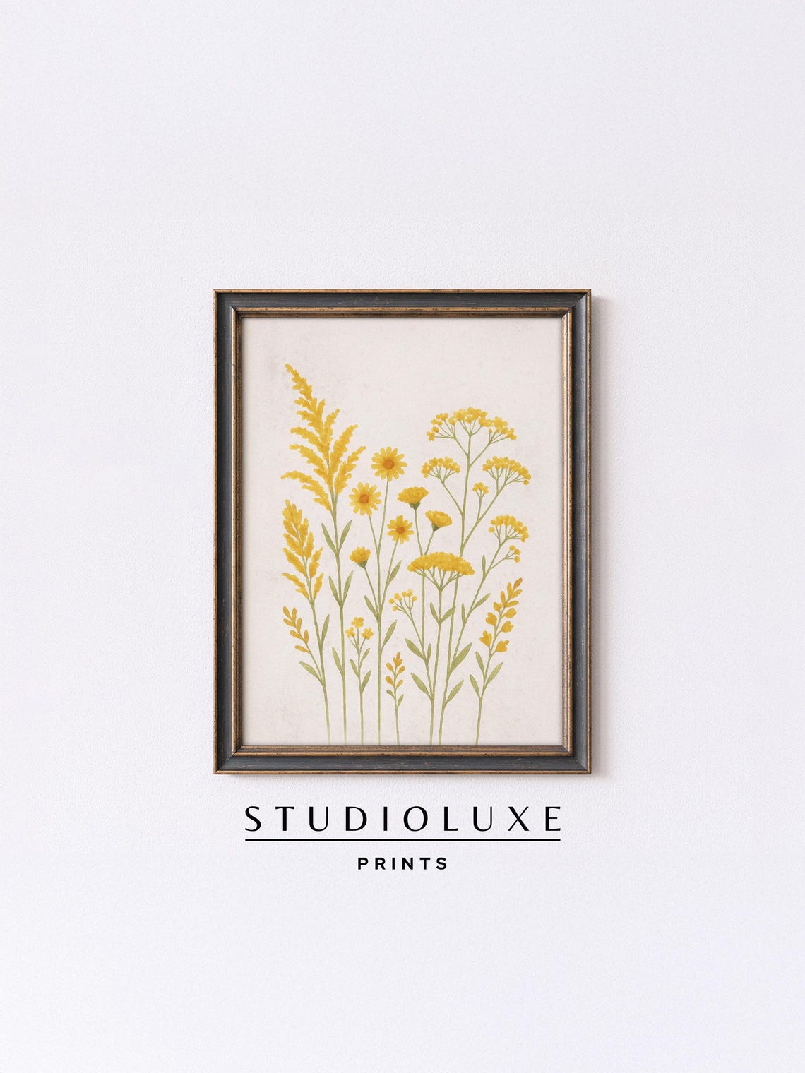 Fall Wall Art Golden Flower Print Autumn Botanical Illustration Rustic Home Decor Farmhouse Floral 113
