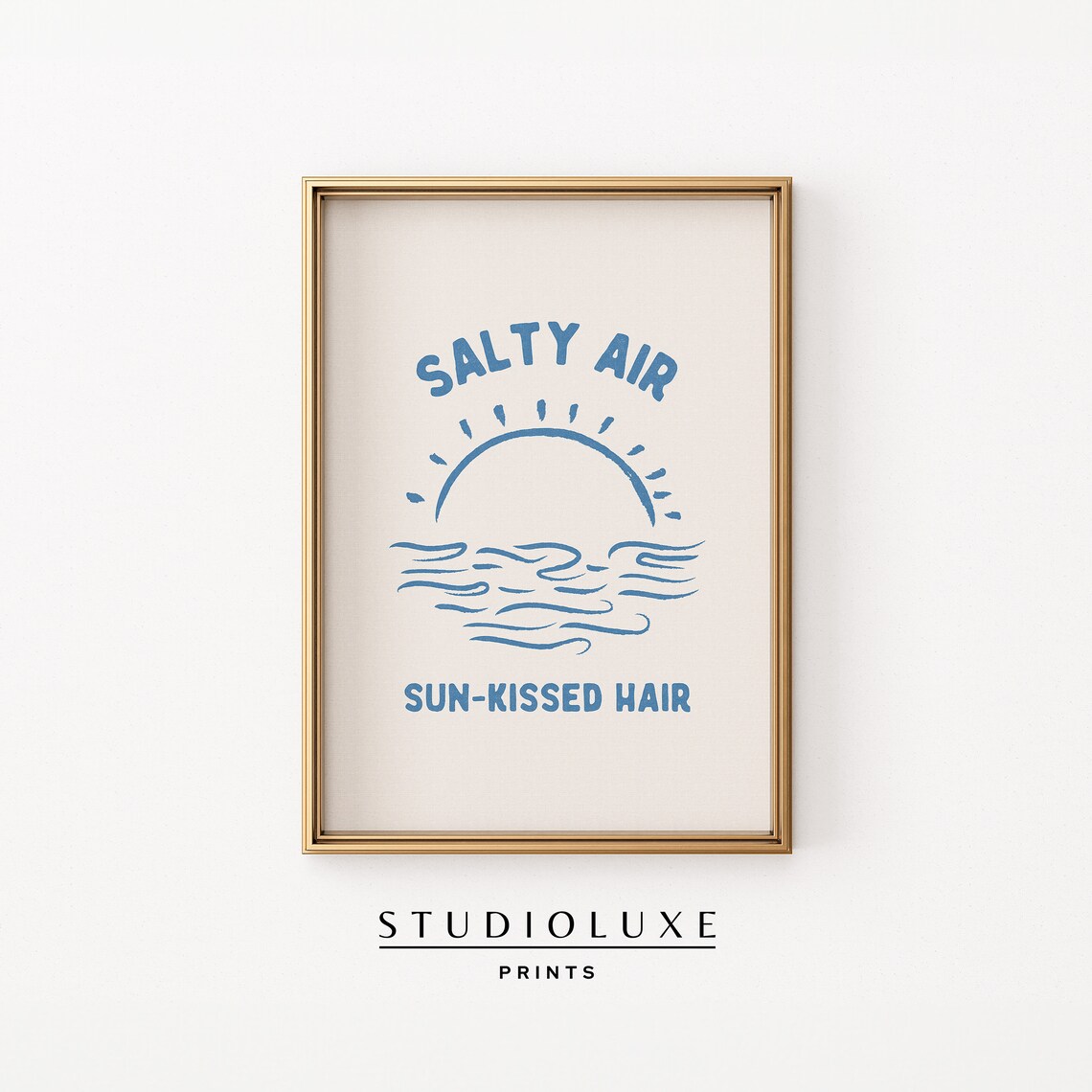 Salty Air Sun-Kissed Hair Beach Quote Sun And Wave Art Poster