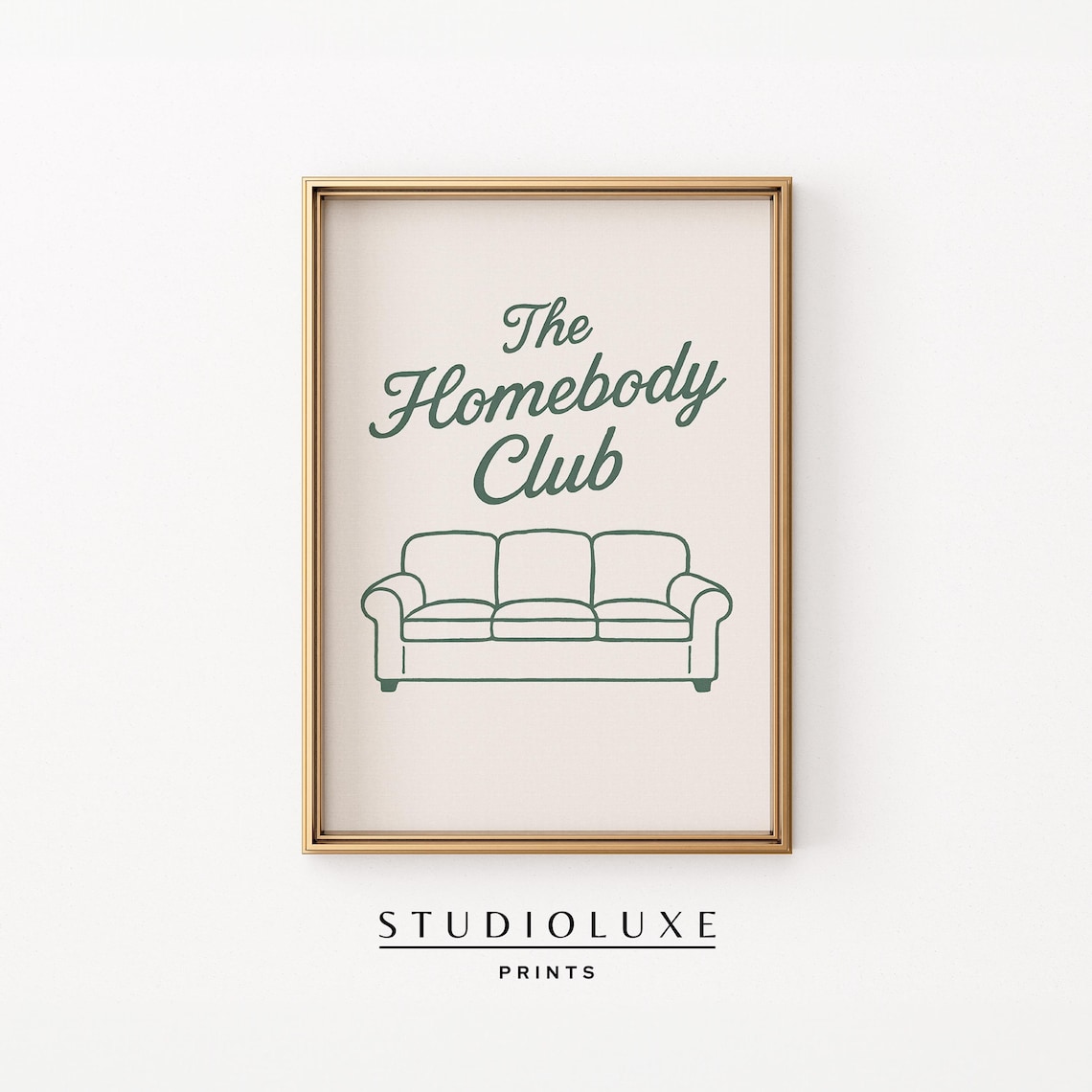 The Homebody Club Green Sofa Cozy Introvert Apartment Wall Art