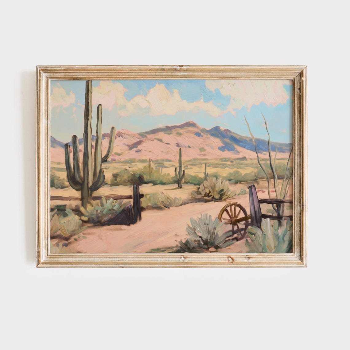 Saguaro Cactus Desert Mountain Landscape Vintage Southwest Poster