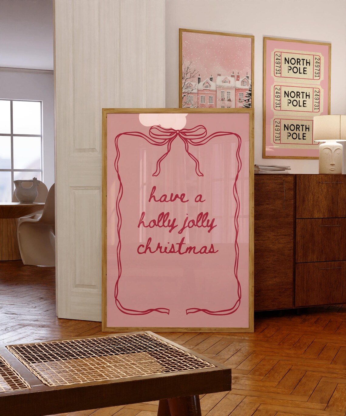 Holly Jolly Christmas Coquette Bow Poster Print - Image 3