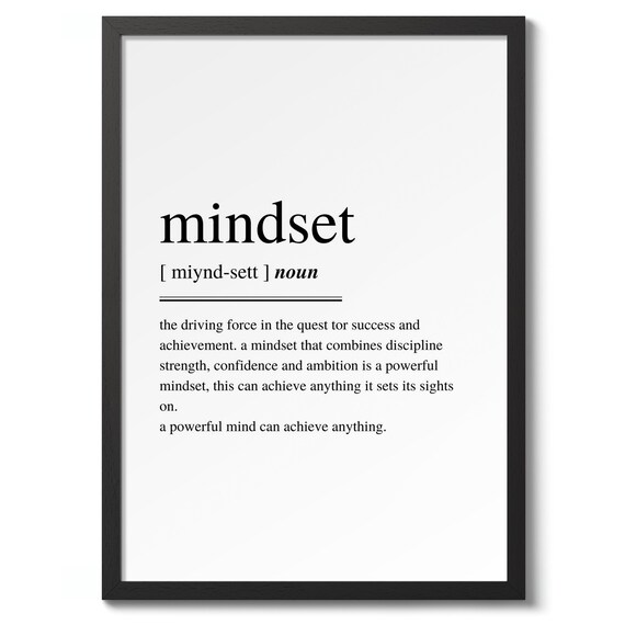 Mindset Definition Noun Dictionary Style Minimalist Poster Quote