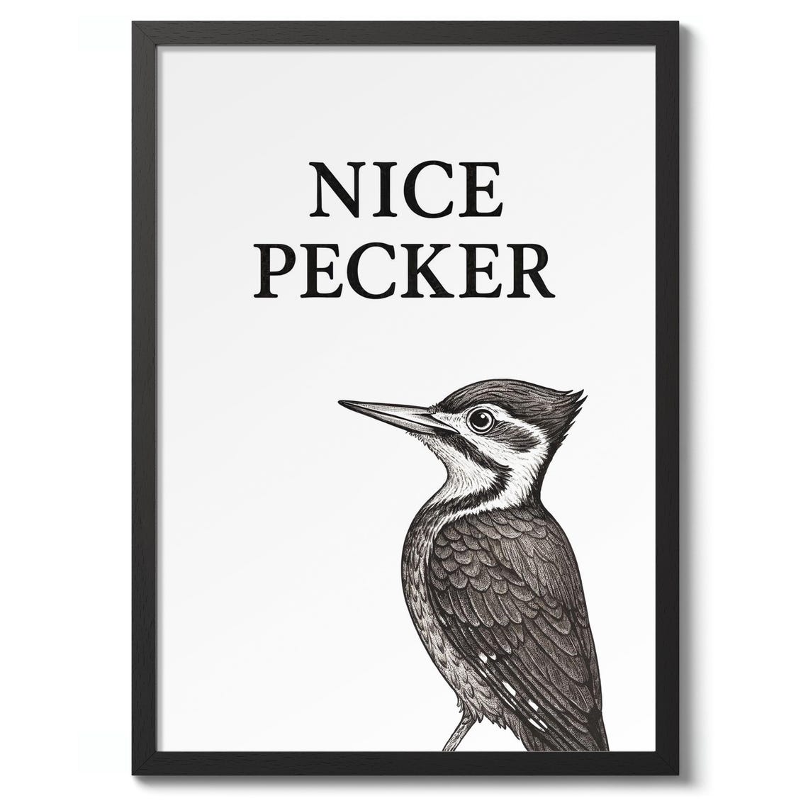 Nice Pecker Print Bathroom Jokes Poster Funny Typographic Wall Art Decor Gift