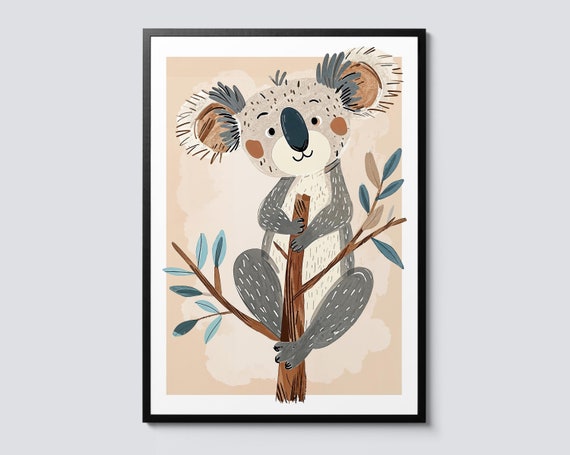Koala Bear Nursery Portrait Print Cute Animal Wall Art Poster Ideal Kids Room Decor Gift