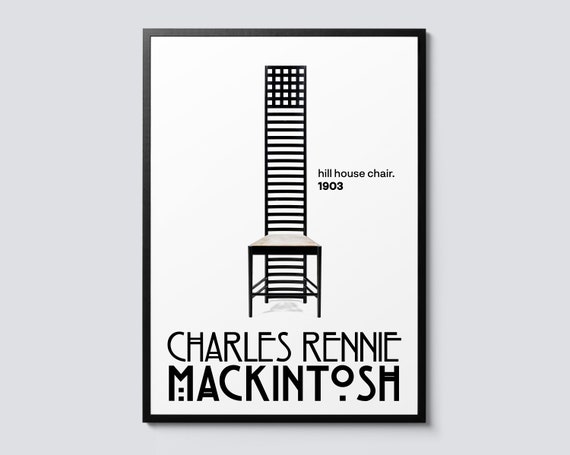 Hill House Chair By Charles Rennie Mackintosh Minimalist Vintage Design Photographic Portrait Wall Art Architecture Theme Print