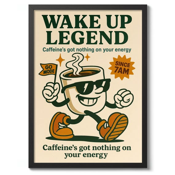 Wake Up Legend Print Motivational Poster Vintage Wall Art Decor Typography Gift