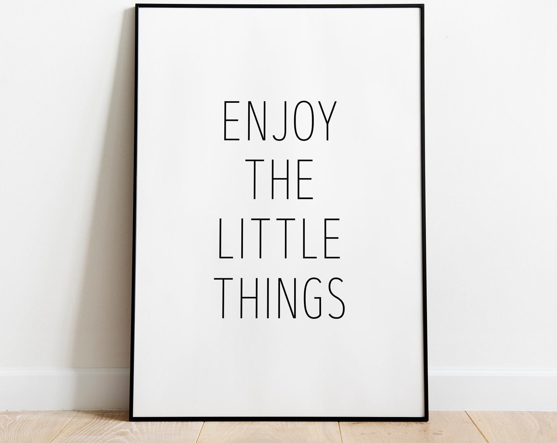 Enjoy The Little Things Print Inspirational Quote Kitchen Decor Wall Art Motivational