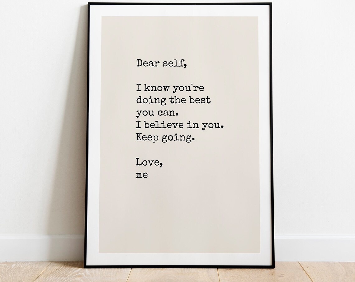 Dear Self Encouragement Letter Minimalist Self Love Gift Poster