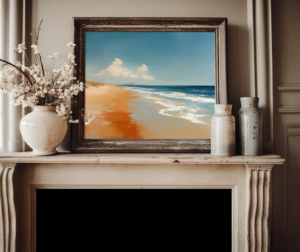 Ocean Waves On Golden Sandy Beach Tranquil Summer Coastal Scene Poster - Image 4