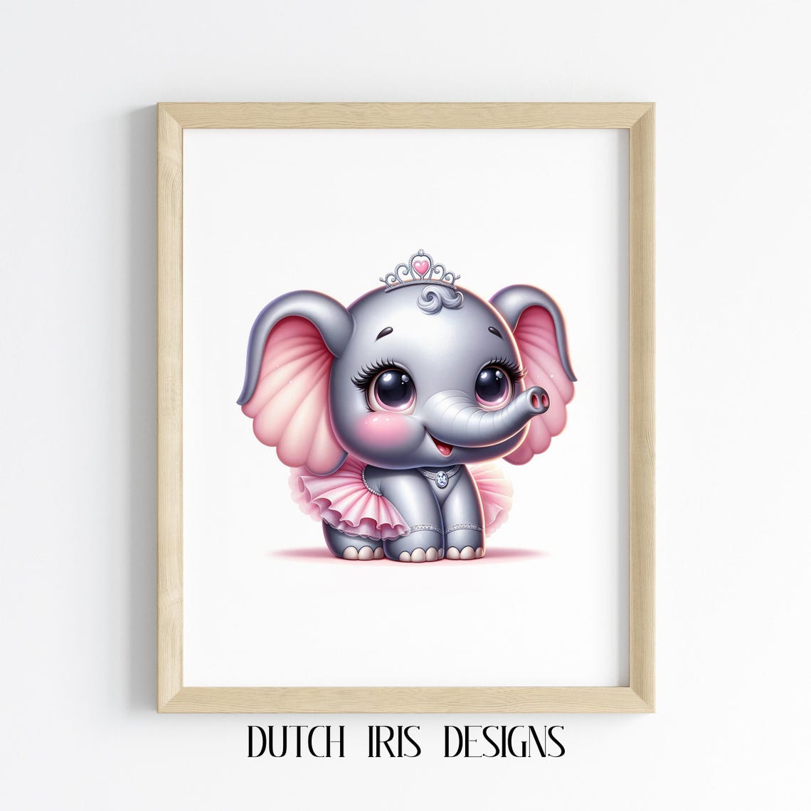 Baby Elephant In Pink Tutu Wearing A Tiny Tiara Nursery Art Poster