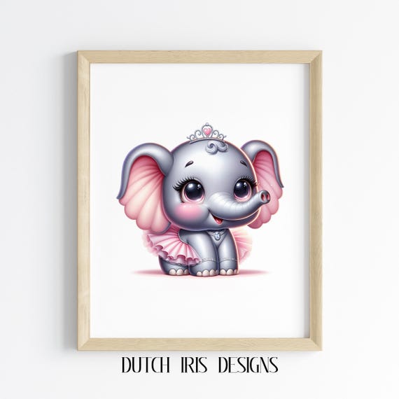 Cute Ballerina Elephant Baby Animal Art Nursery Wall Decor Adorable Print Whimsical Room 223