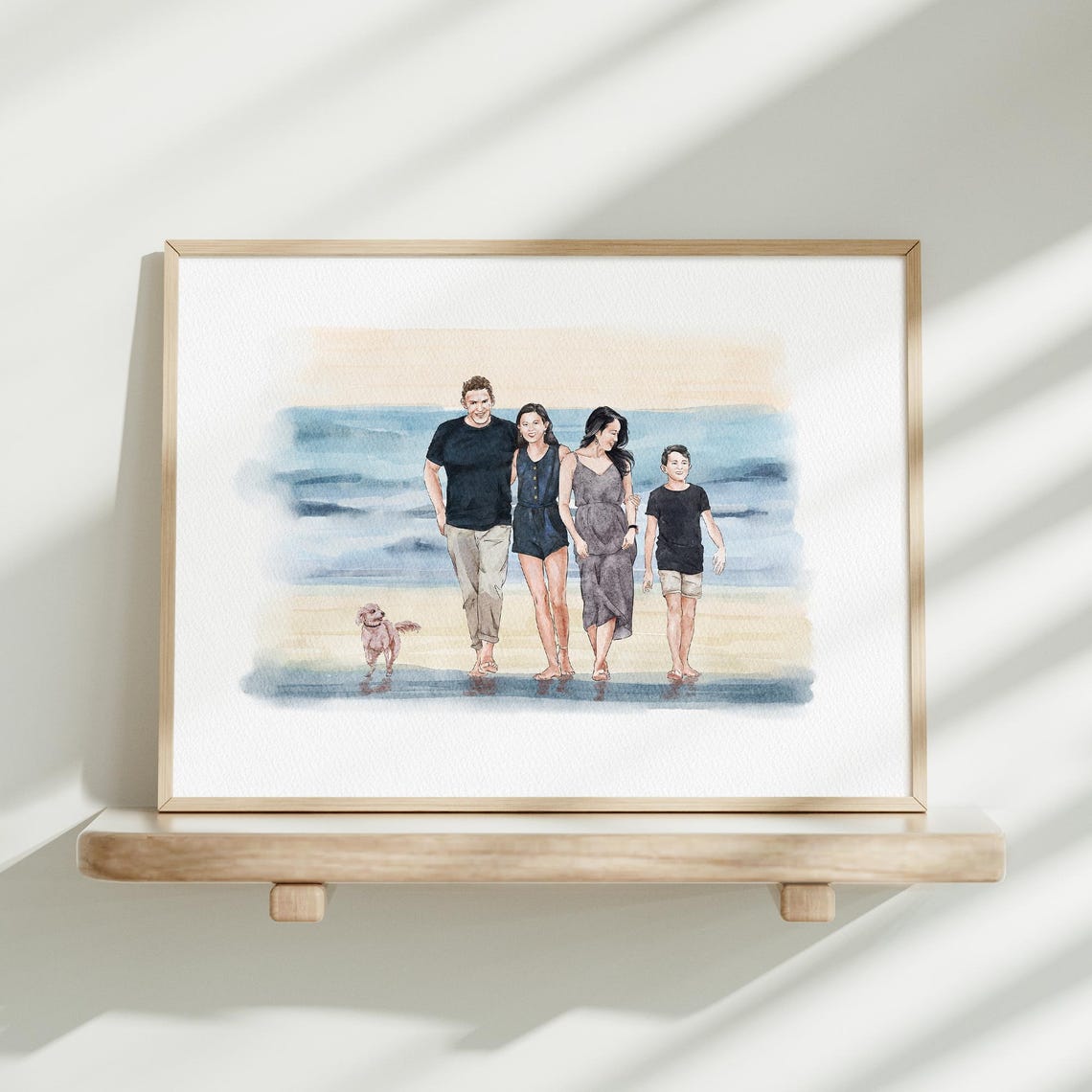Custom Family Portrait From Photo Watercolor Family Painting Anniversary Gift Engagement Gift Couple Portrait With Pet Gift For Parents - Image 4