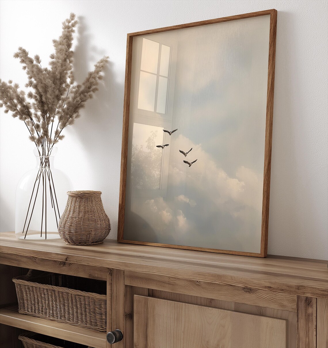 Vintage Birds In Flight Oil Painting Art Print - Image 3