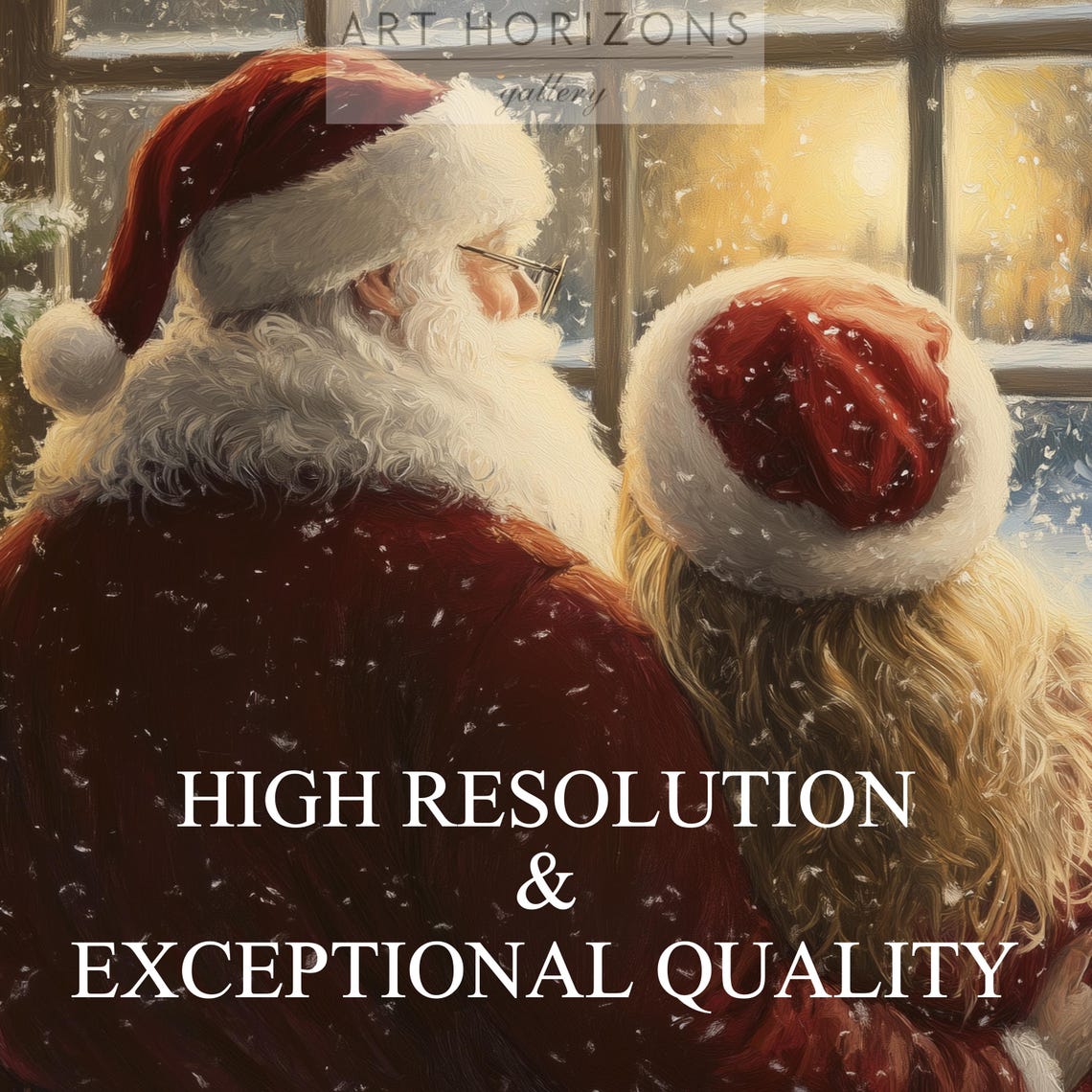 Mr Mrs Claus Snowy Window Christmas Tree Cozy Evening Poster - Image 3
