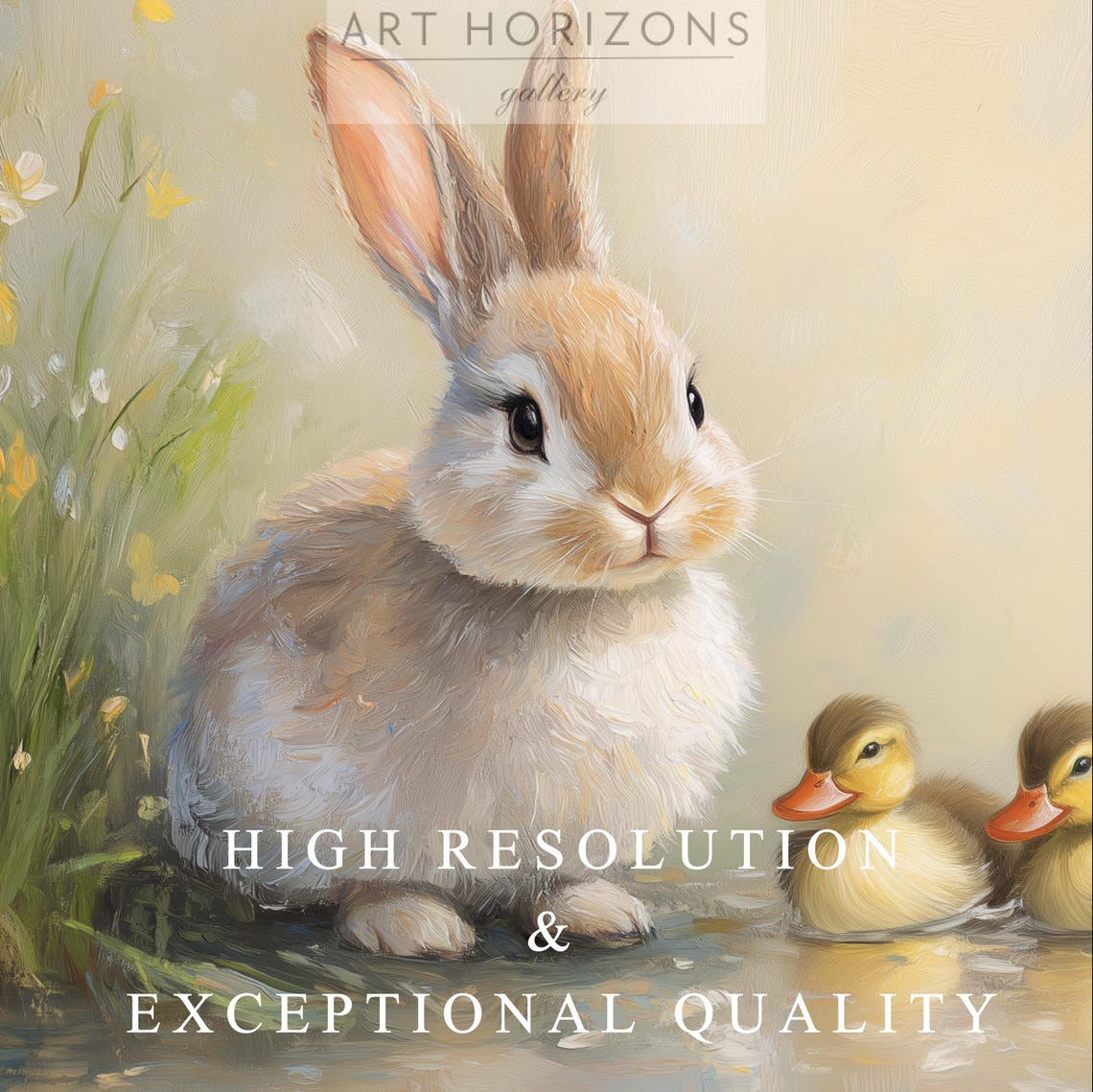 Easter Wall Art Cute Bunny Rabbit Ducklings Spring Decor Vintage Oil Painting Antique Easter Art For Home A240 - Image 3