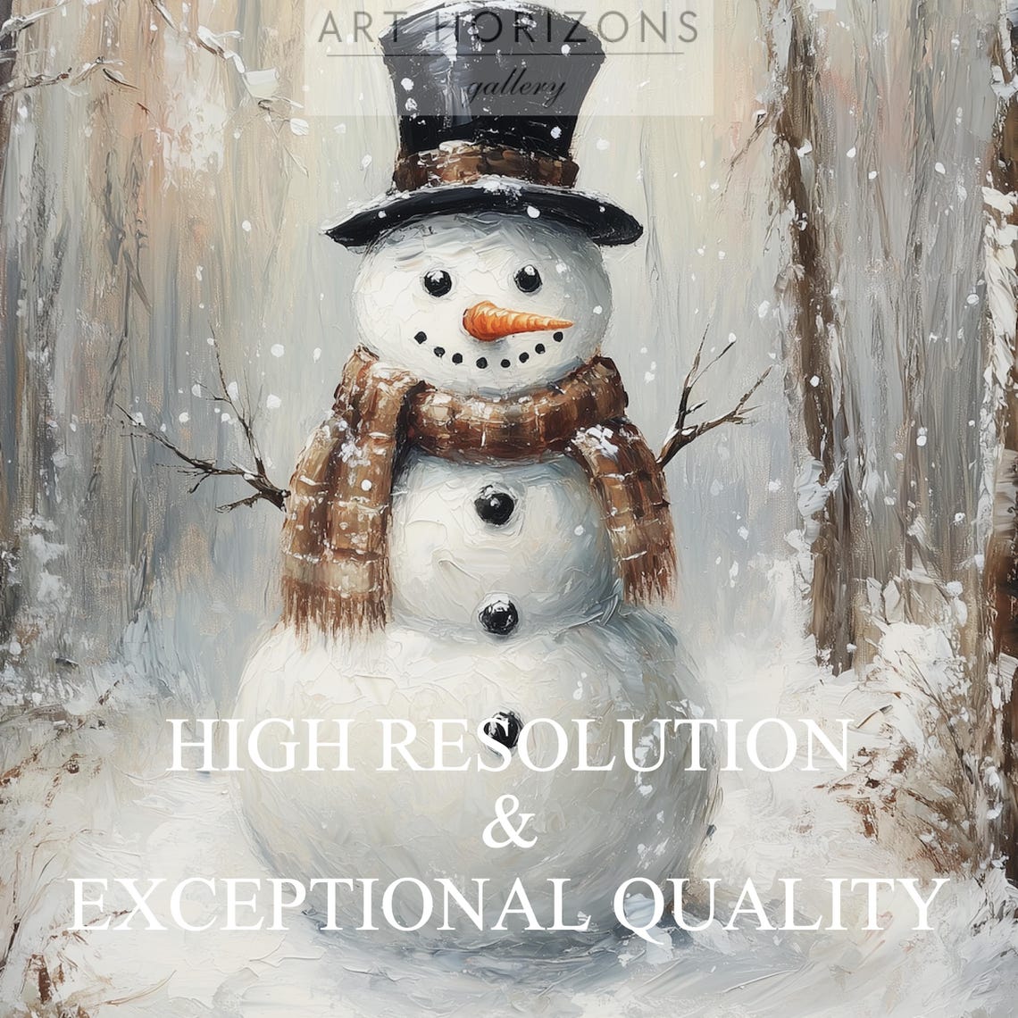 Vintage Snowman Oil Painting Snowy Wall Art Farmhouse Christmas Wall Art Winter Forest Snowman Print Antique Painting A121 - Image 3