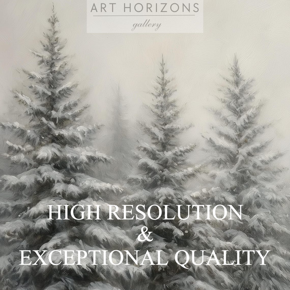 Snowy Pine Forest Mist Muted Gray Winter Trees Landscape Poster - Image 3