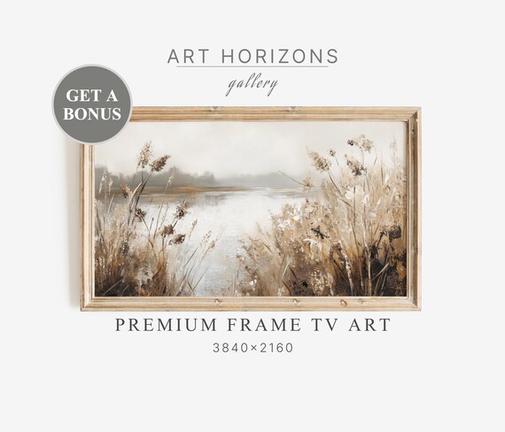 Moody Abstract Mocha Mousse Painting Frame Lg Tv Art Landscape Boho Neutral Tone Muted Color Home Decor Lake Wildflowers Tv118