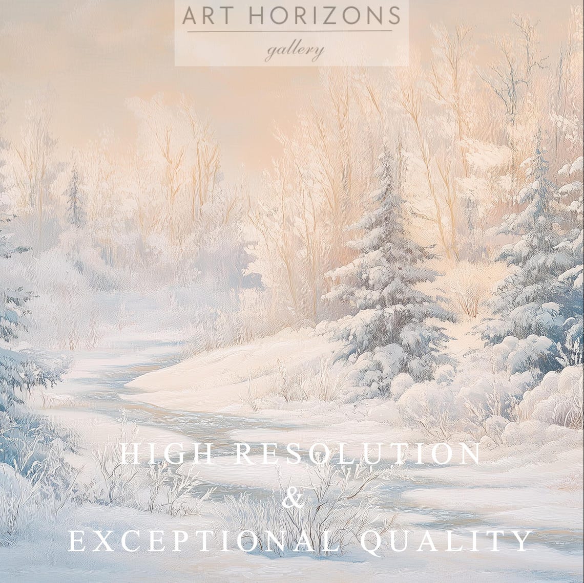 Snowy Pine Forest Winter Morning Vintage Oil Painting Landscape Poster - Image 3
