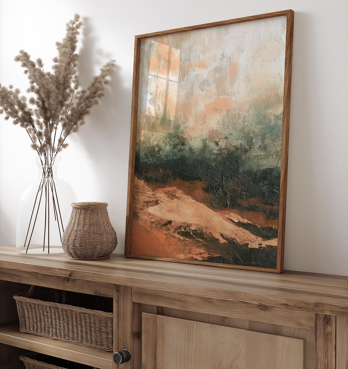 Abstract Landscape Oil Painting, Vintage Countryside Art - Image 4