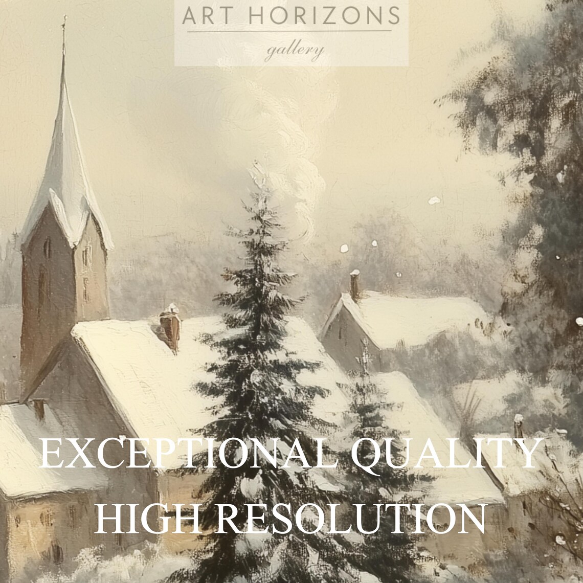 Santa Claus Walking Toward Snowy Village Church TV Art Poster - Image 3