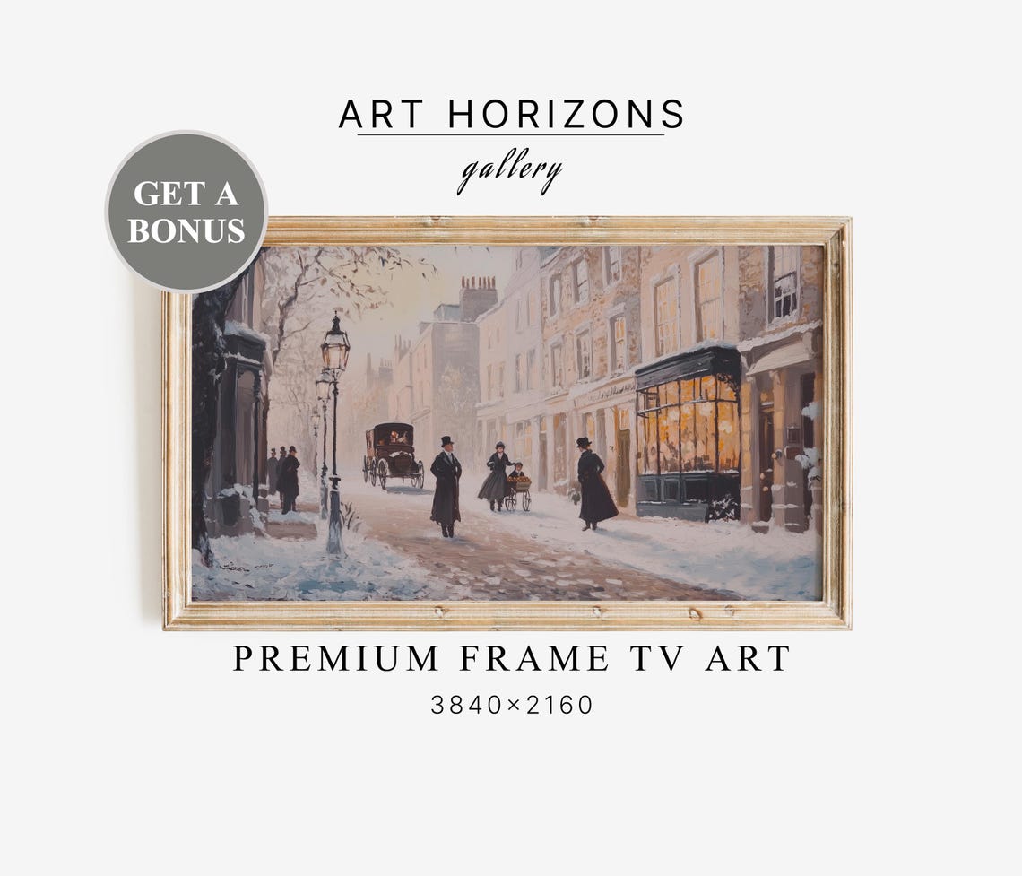 Victorian Christmas Village Tv Art Frame Tv Art Farmhouse Tv Art Christmas Street Tv Art Holiday Home Decor Art Tv13