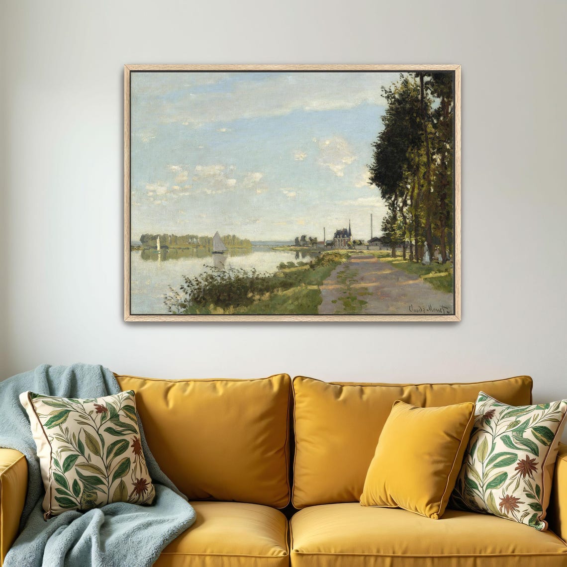 Claude Monet River Seine Sailboats Tree-Lined Path Landscape Poster - Image 4