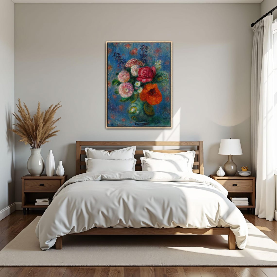 Poppies And Roses Bouquet In A Green Vase Floral Painting Poster - Image 4