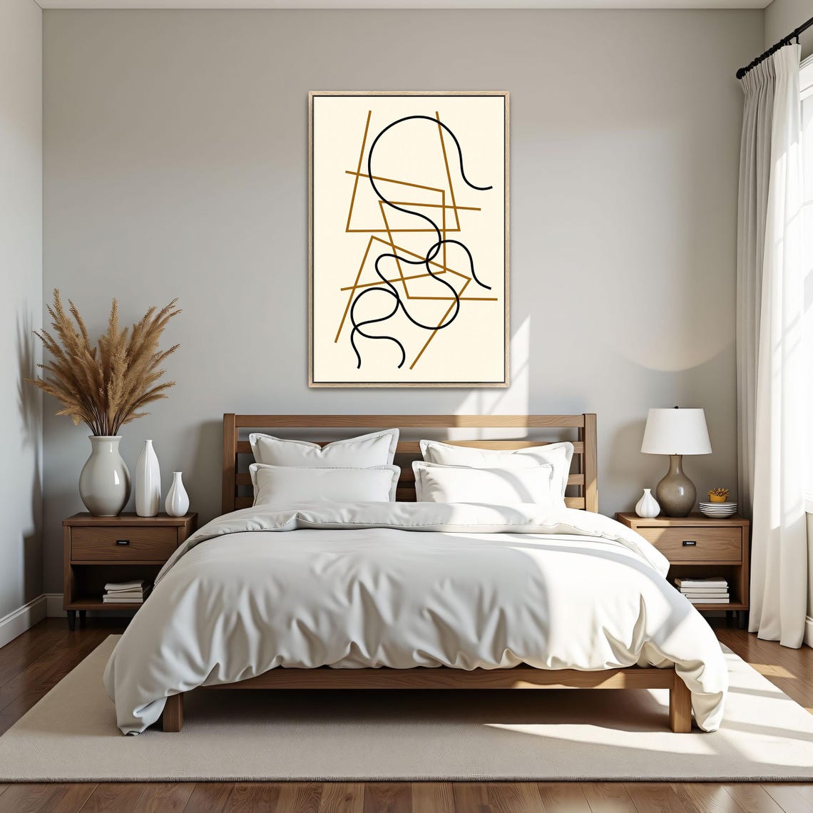 Framed Print Of Abstract Art With Lines And Curves Geometric Print Black And Brown Entryway Decor Geometric Art - Image 4